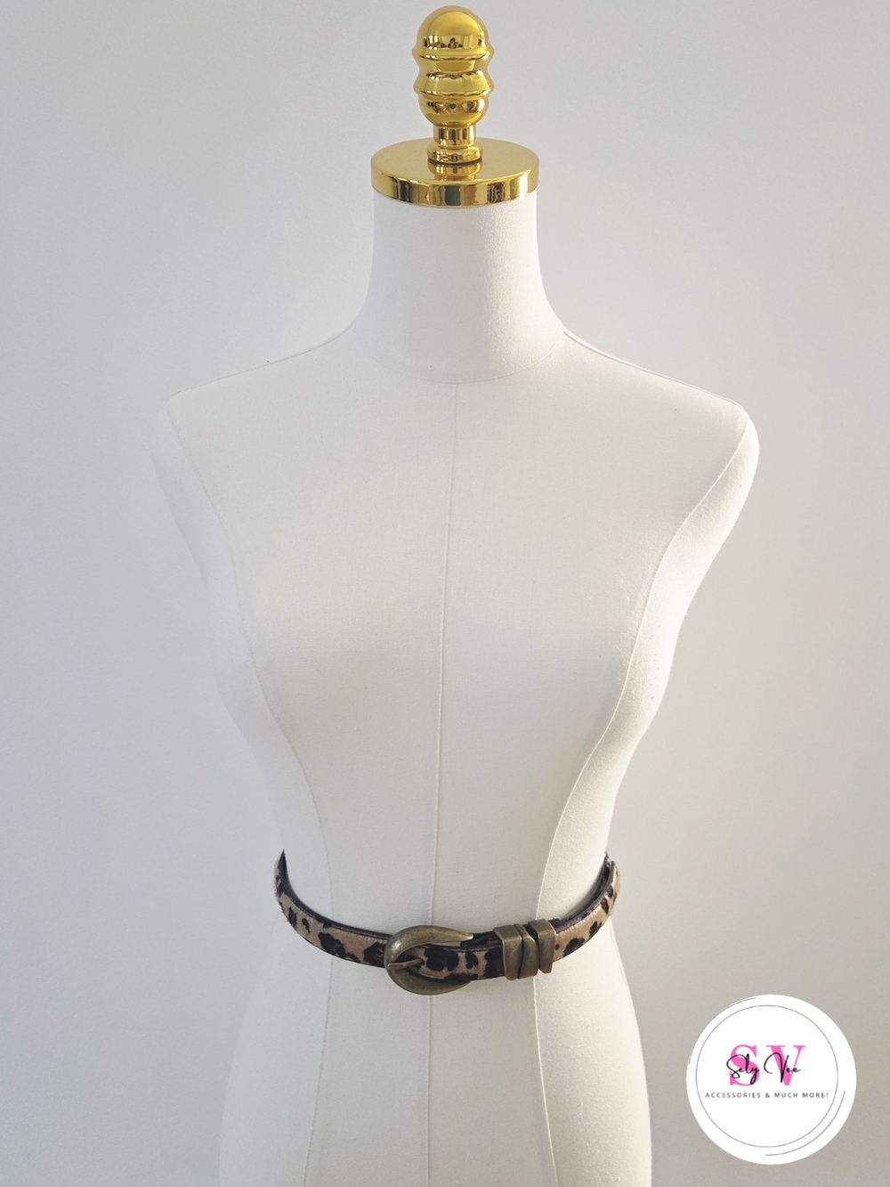 Leopard Print belt with brass tone buckle